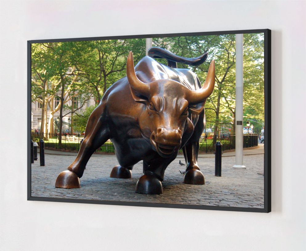 Quadro Decorativo Mercado Financeiro em Adesivo com Moldura Caixa