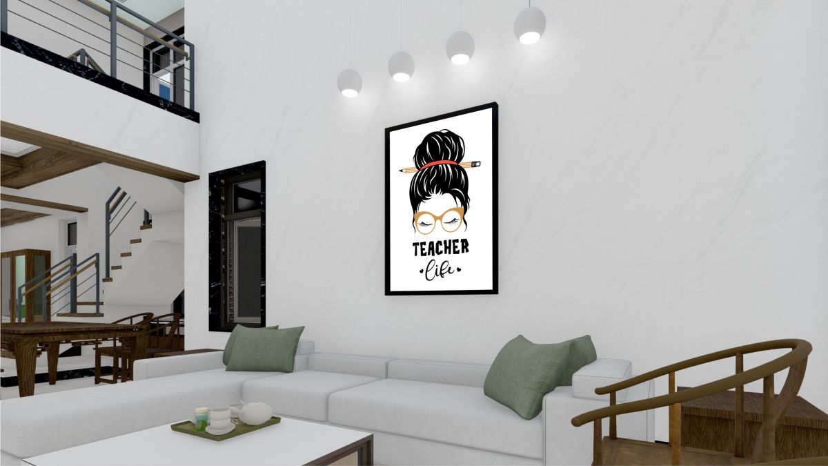 Quadro Decorativo Professora em Adesivo com Moldura Caixa