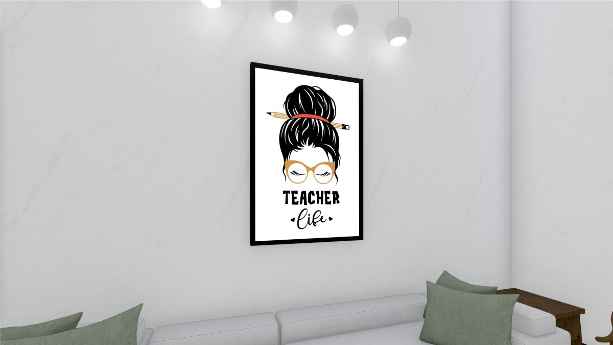 Quadro Decorativo Professora em Adesivo com Moldura Caixa