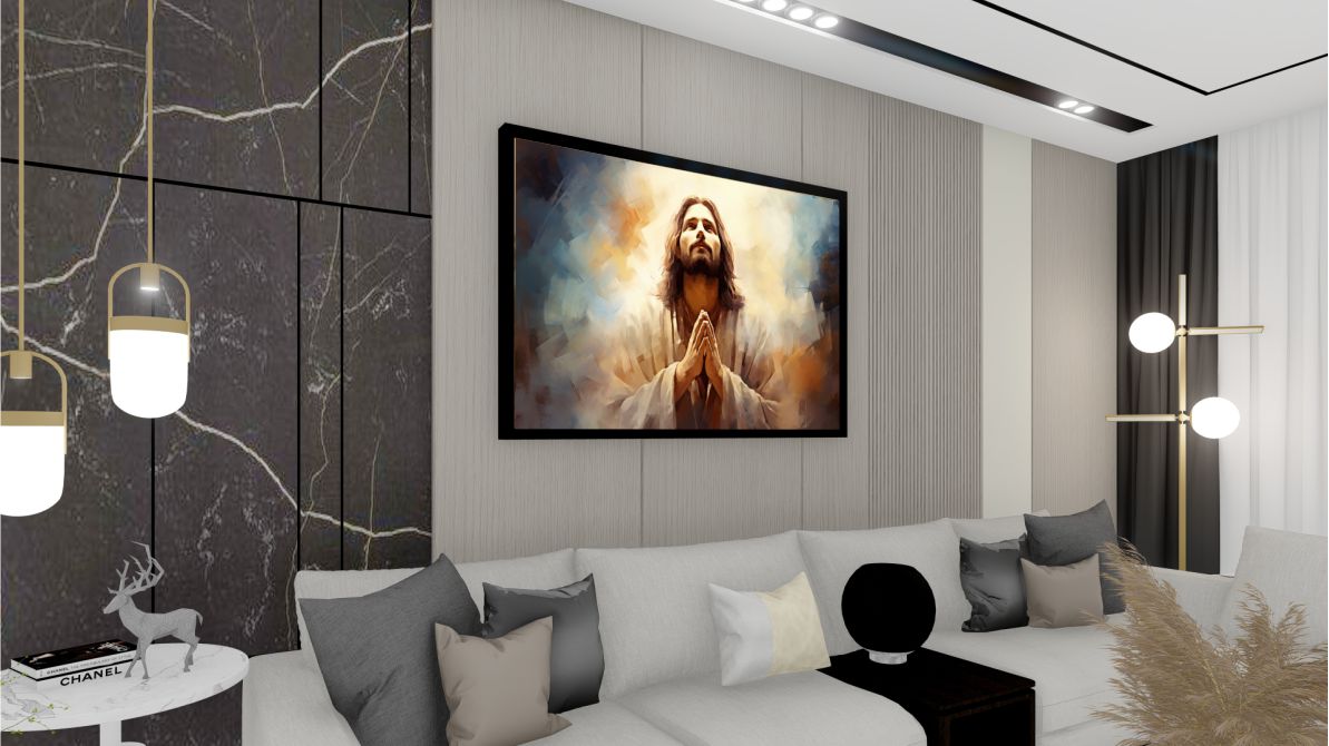 Quadro Decorativo Jesus Cristo em Adesivo com Moldura Caixa