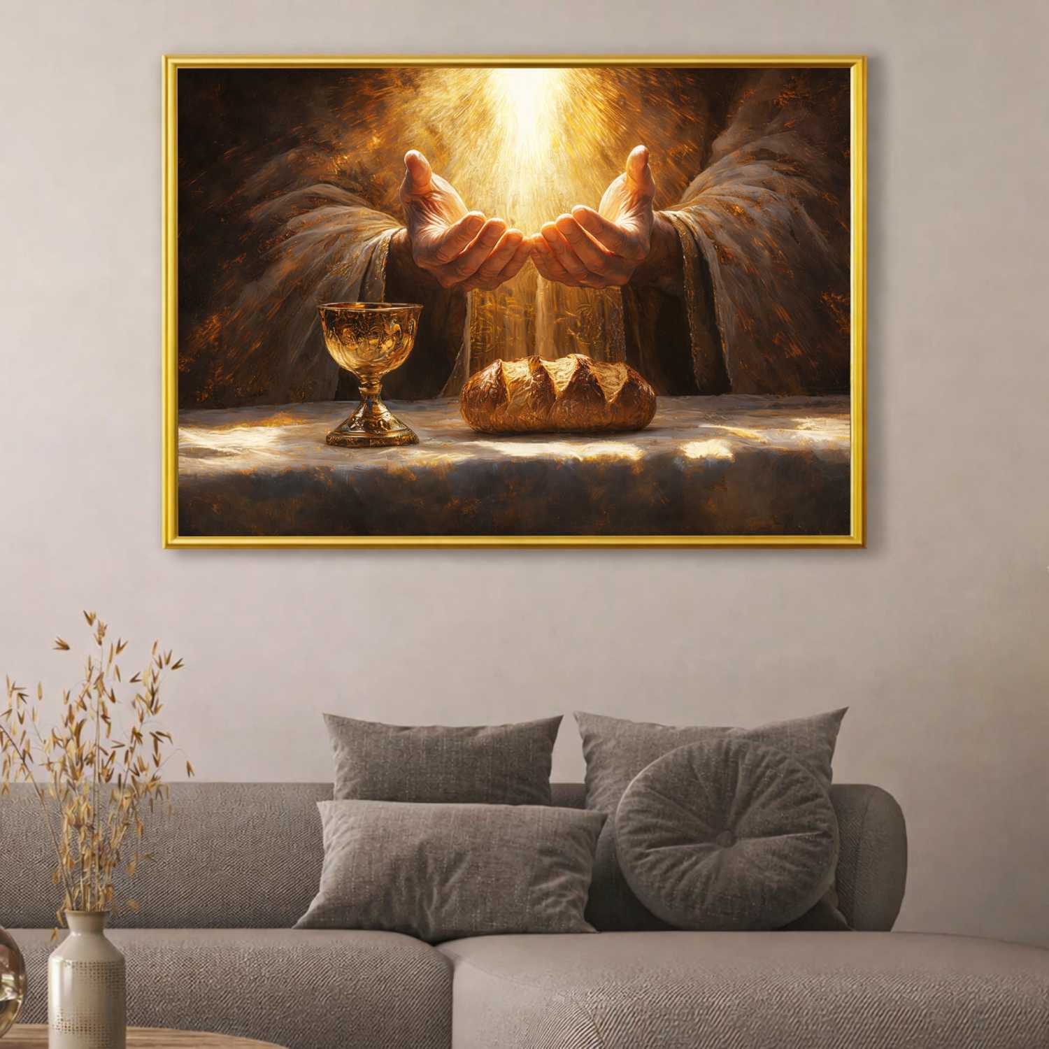 Quadro Decorativo Jesus Cristo Santa Ceia Com Pão E Vinho