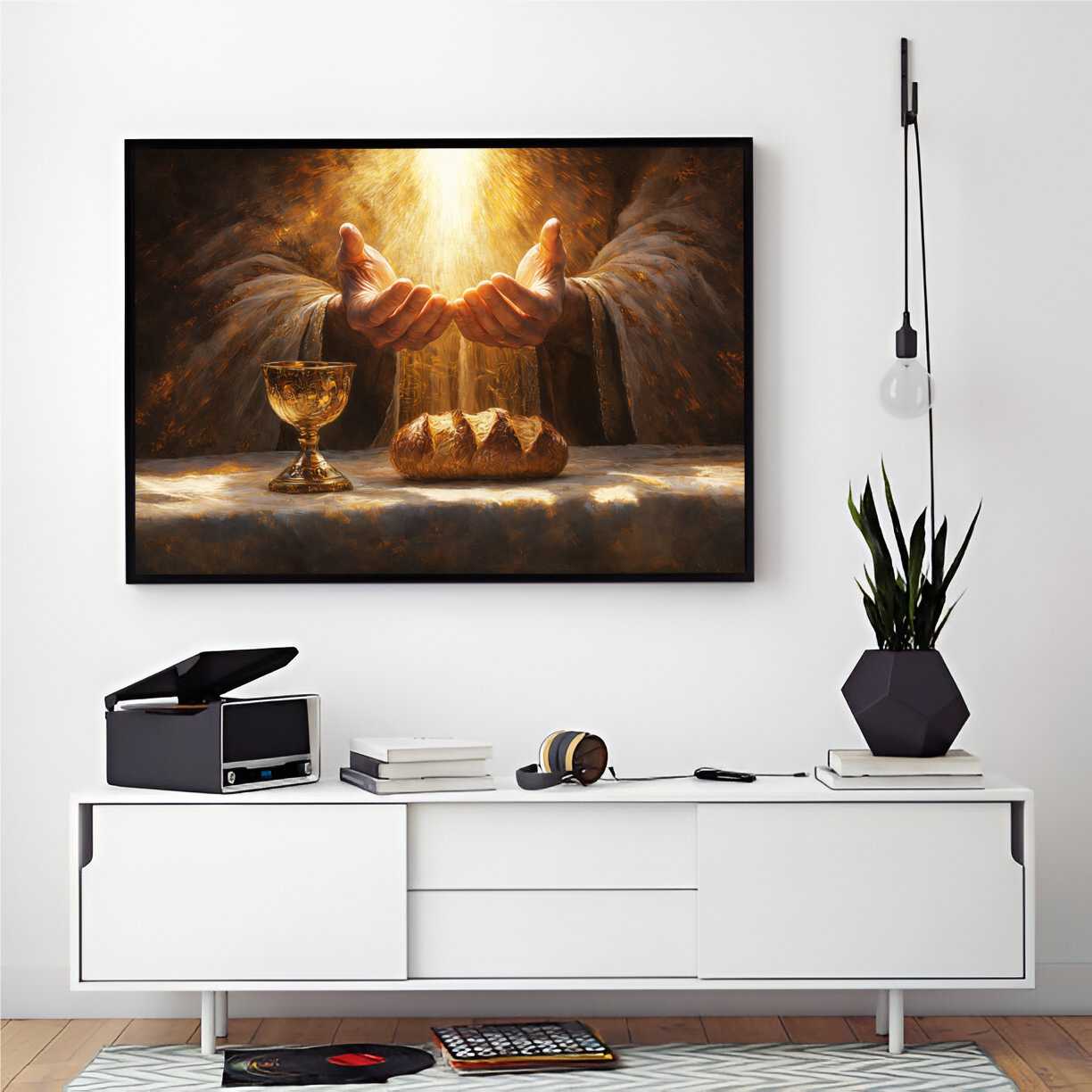 Quadro Decorativo Jesus Cristo Santa Ceia Com Pão E Vinho