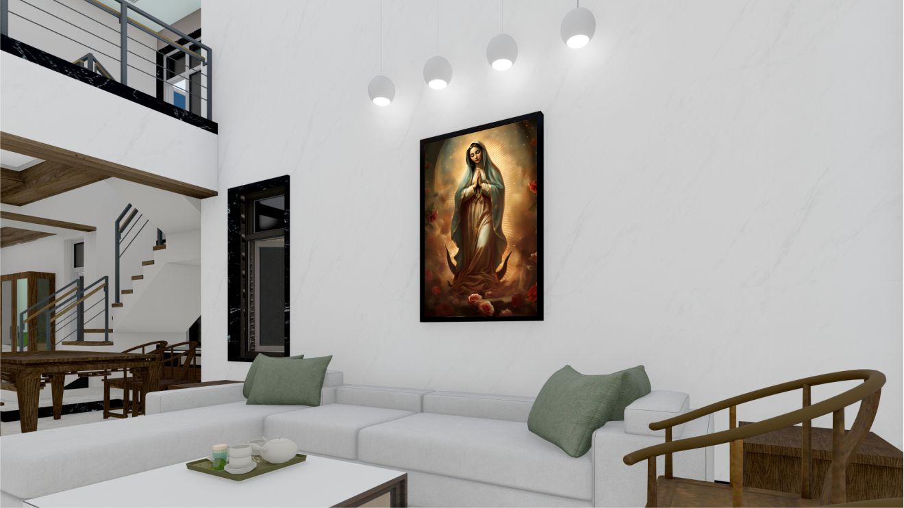 Quadro Decorativo Maria em Adesivo com Moldura Caixa