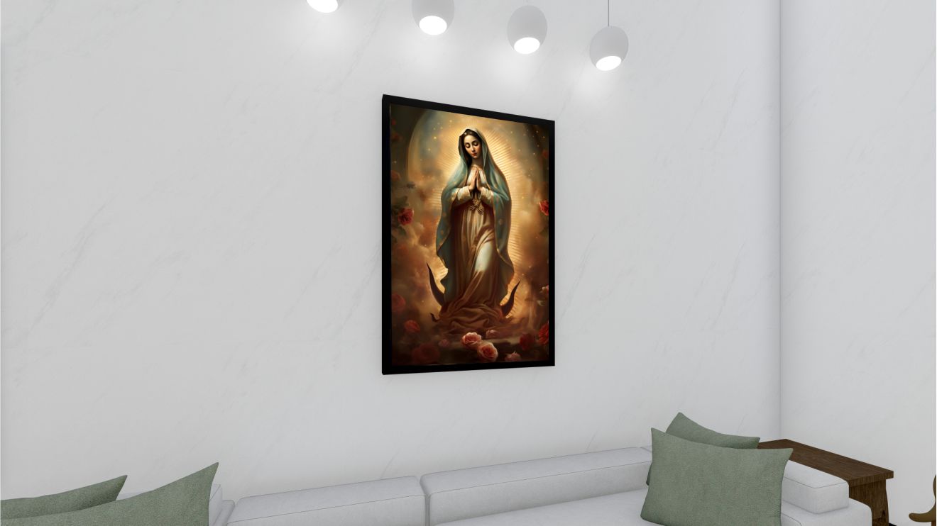 Quadro Decorativo Maria em Adesivo com Moldura Caixa
