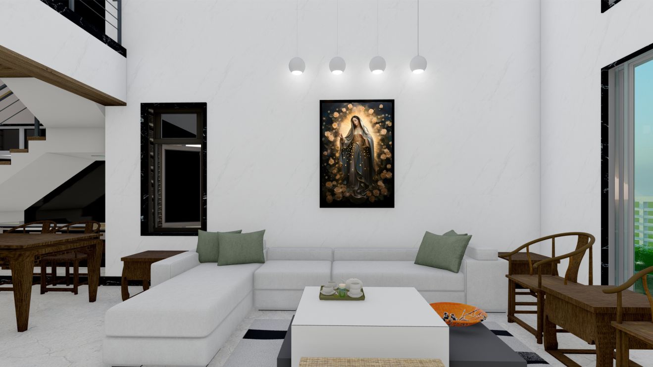 Quadro Decorativo Maria Abstrato em Adesivo com Moldura Caixa