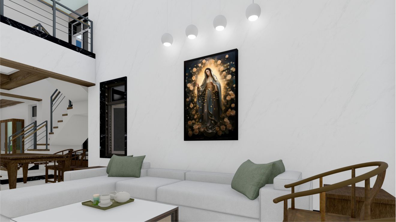 Quadro Decorativo Maria Abstrato em Adesivo com Moldura Caixa