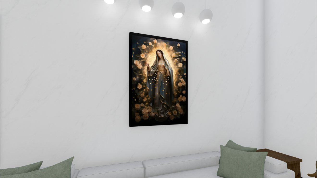 Quadro Decorativo Maria Abstrato em Adesivo com Moldura Caixa