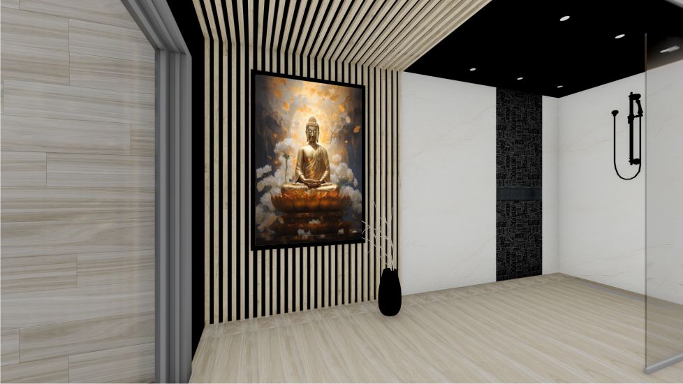 Quadro Decorativo Estátua Buda em Adesivo com Moldura Caixa