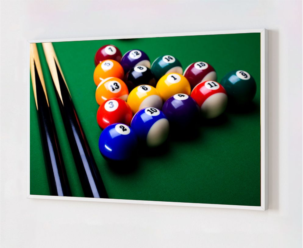 Quadro Decorativo Sinuca em Adesivo com Moldura Caixa