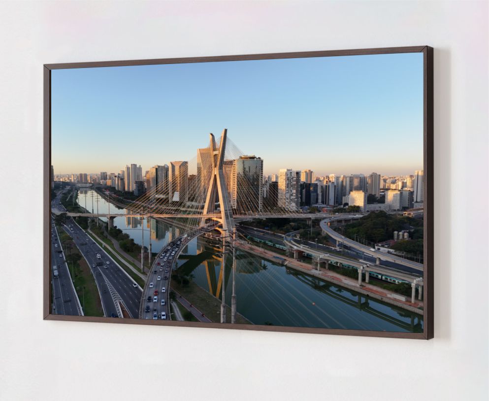 Quadro Decorativo São Paulo em Adesivo com Moldura Caixa
