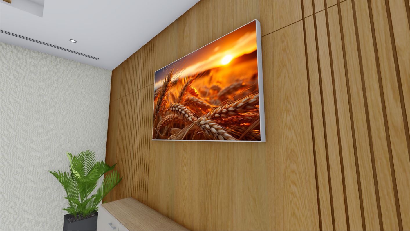 Quadro Decorativo Plantação de Trigo em Canvas Moldura Negativa