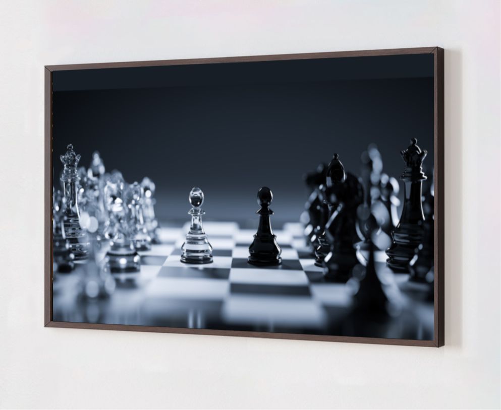 Quadro Decorativo Xadrez em Adesivo com Moldura Caixa