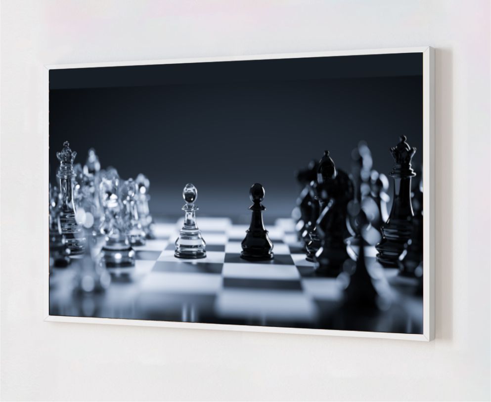 Quadro Decorativo Xadrez em Adesivo com Moldura Caixa